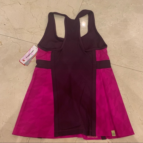 New Balance Pink and Dark Purple Racerback Tank Top with Built in Bra Size M - Picture 3 of 16